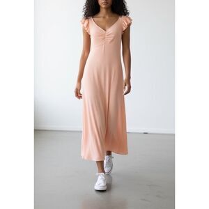NWT Rachel Comey Bisou Peach Pleated Flutter Sleeve Midi Dress Size 4